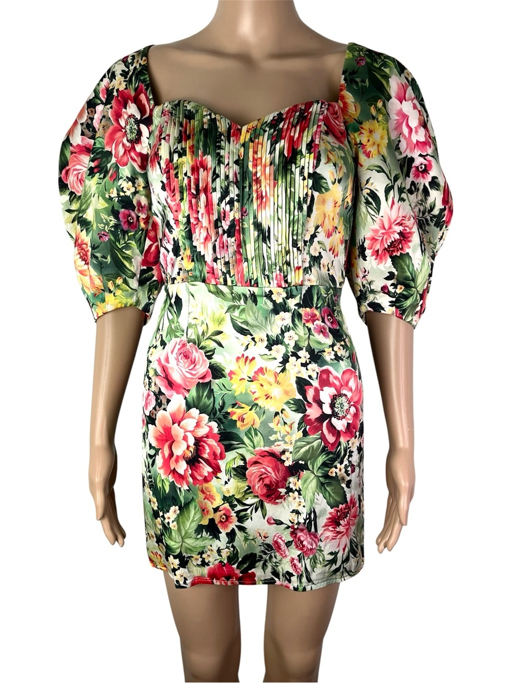 Revolve LPA Flora Puff Sleeve Bodycon Mini Party Dress in Green Rosa